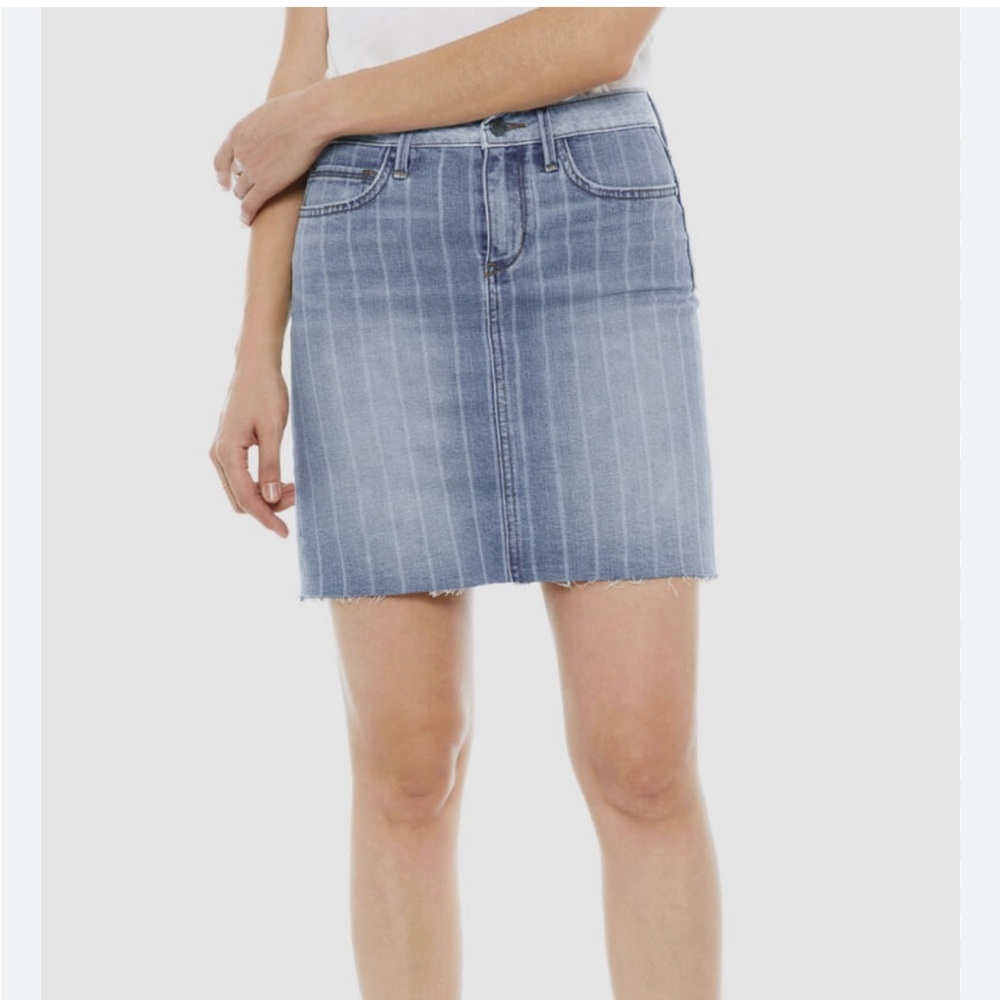 Sam Edelman The Jenny Denim Raw-Hem Stretch Skirt Pinstripes Size 24